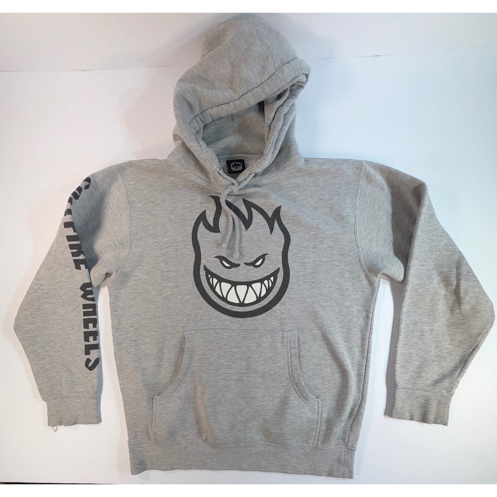 Spitfire Wheels Bighead Hoodie Mens Small Gray Skateboard Pullover Sweatshirt